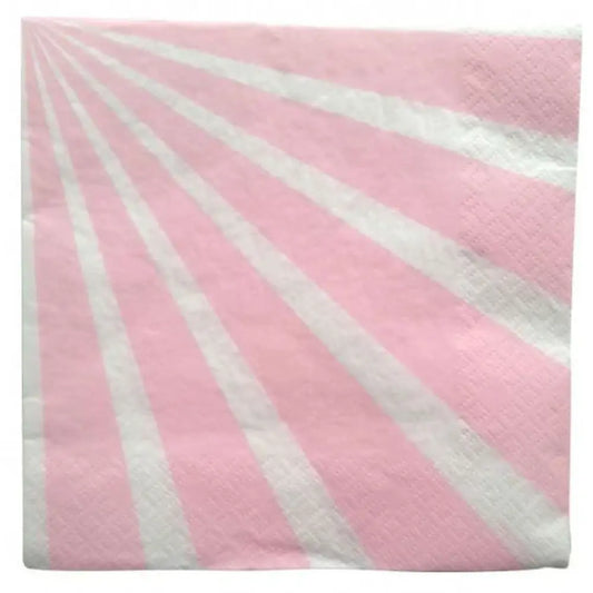 20 Serviettes en Papier 33x33cm - Rayure Rose