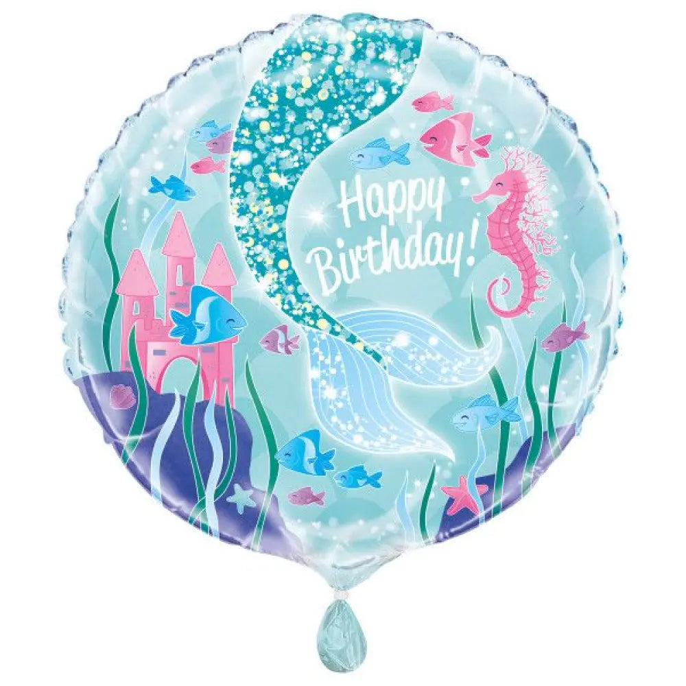 Ballon Alu 45cm - Happy Birthday Sirène