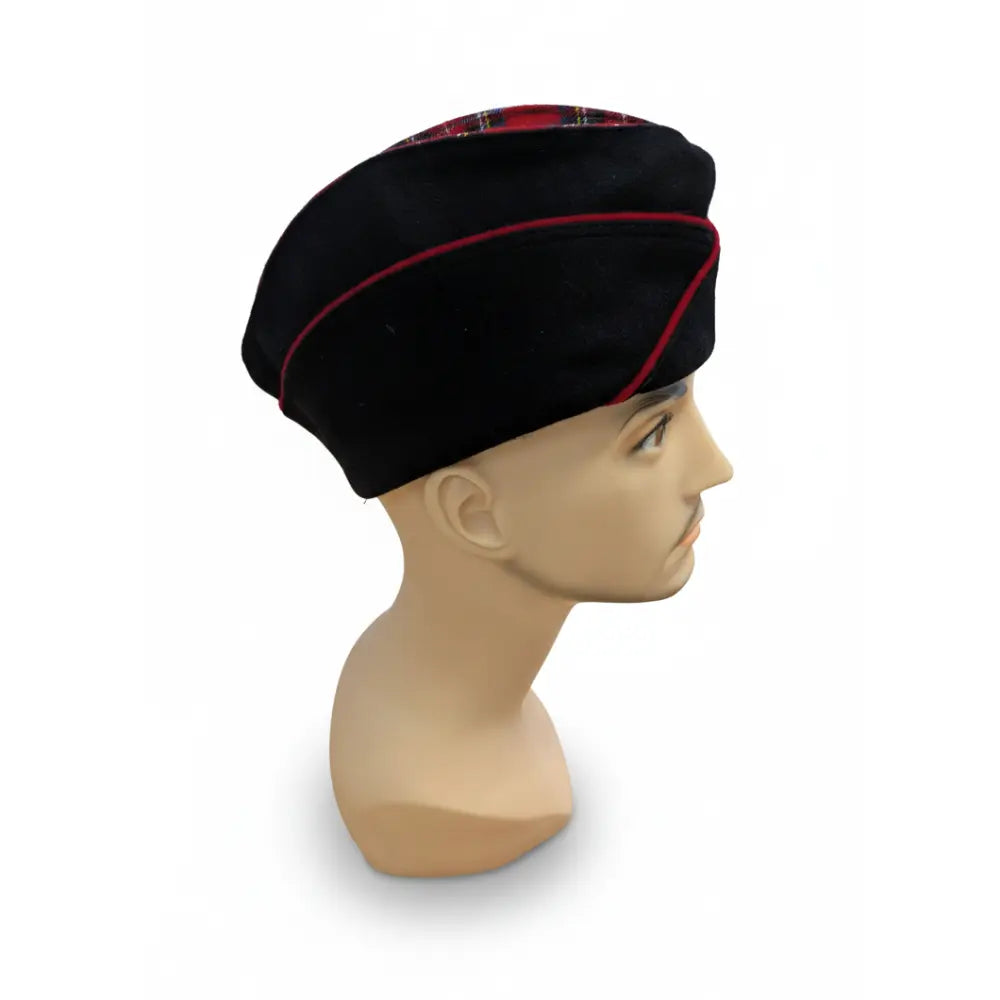 Calot Noir - Liseré Rouge - Soufflet Ecossais - Taille 59
