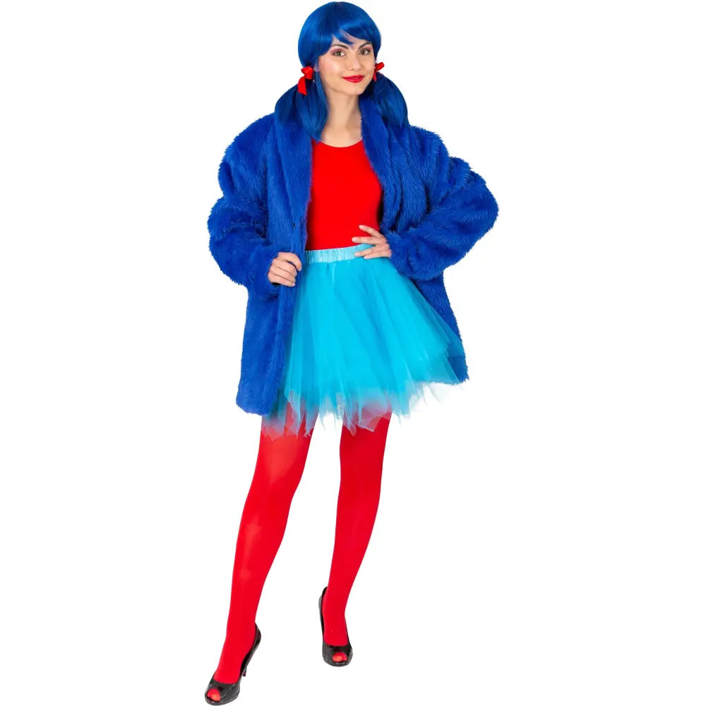 Veste Fourrure Bleu Adulte Taille S/M (Poil long)