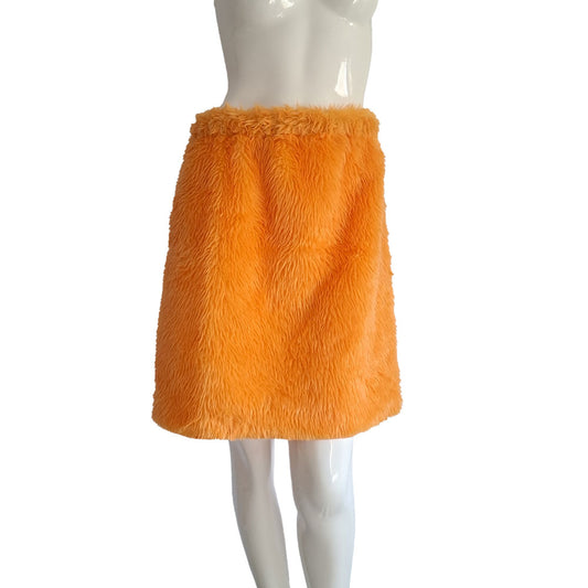 Jupe Fourrure Orange Fluo Adulte Taille L/XL (Poil long)