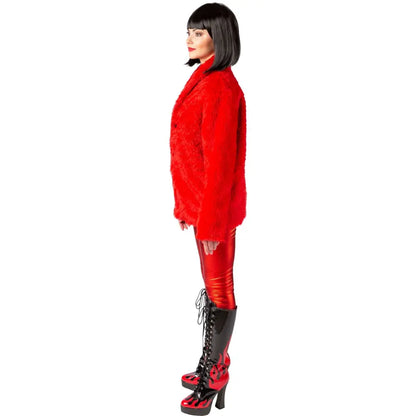 Veste Fourrure Rouge Adulte Taille S/M (Poil long)