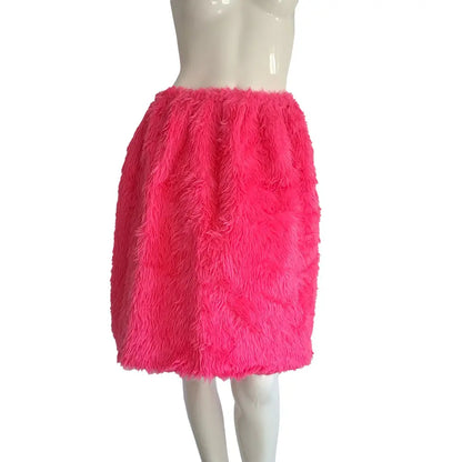 Jupe Fourrure Rose Fluo Adulte Taille XS (Poil long)