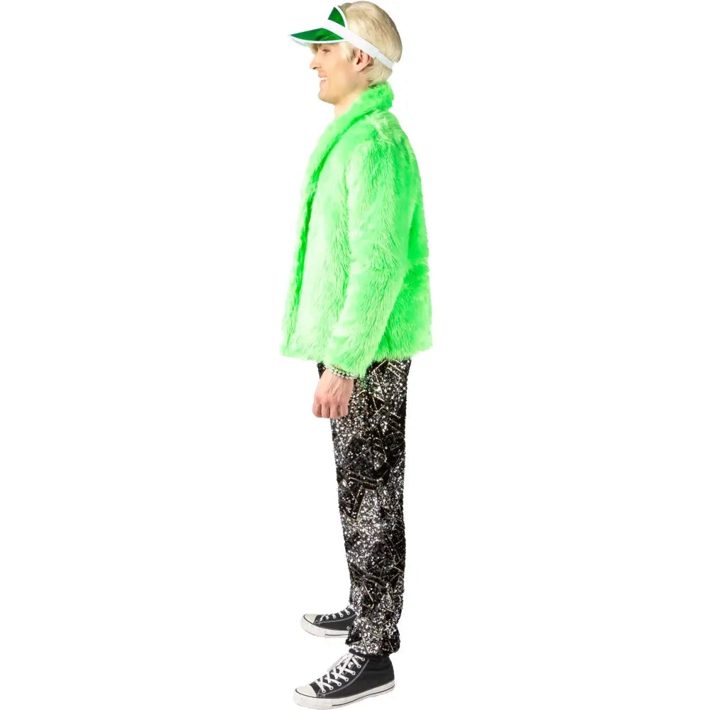 Veste Fourrure Vert Fluo Adulte Taille XS (Poil long)