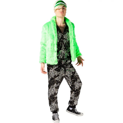 Veste Fourrure Vert Fluo Adulte Taille XS (Poil long)