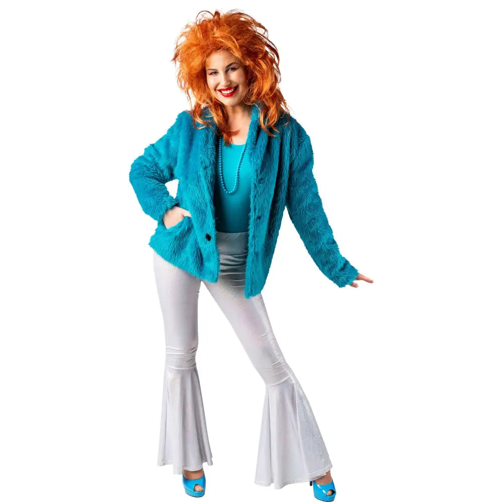 Veste Fourrure Bleu Turquoise Adulte Taille L/XL (Poil long)