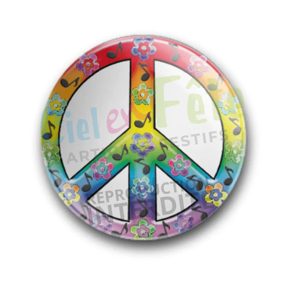Badge Epingle 56mm - Peace and love