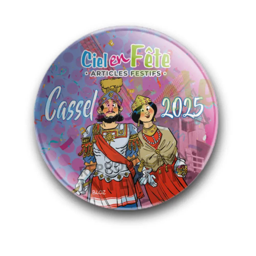 Badge Epingle 56mm - Géants de Cassel 2025 - Reuze Papa et Reuze Maman