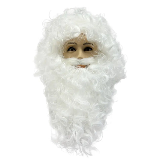 Perruque Père Noël/Saint-Nicolas avec Barbe - Blanche (Fabrication Artisanale)