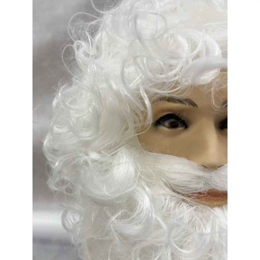 Perruque Père Noël/Saint-Nicolas avec Barbe - Blanche (Fabrication Artisanale)