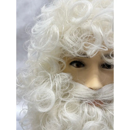 Perruque Père Noël/Saint-Nicolas avec Barbe - Ecru (Fabrication Artisanale)