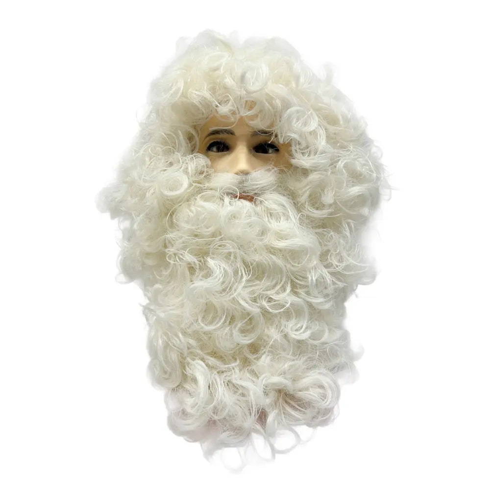 Perruque Père Noël/Saint-Nicolas avec Barbe - Ecru (Fabrication Artisanale)
