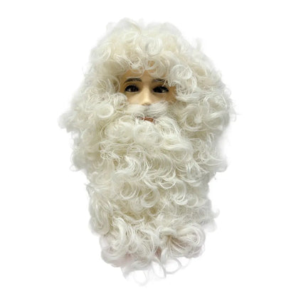 Perruque Père Noël/Saint-Nicolas avec Barbe - Ecru (Fabrication Artisanale)