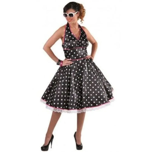 Robe Roch'n'Roll Noir Blanc Rose - XS