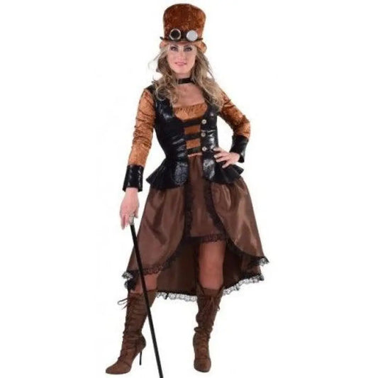 Costume Femme Steampunk Marron & Noir - XS