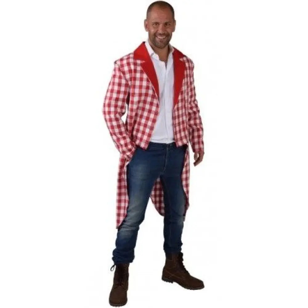 Veste Homme Queue de Pie Carreaux Blanc & Noir - XL