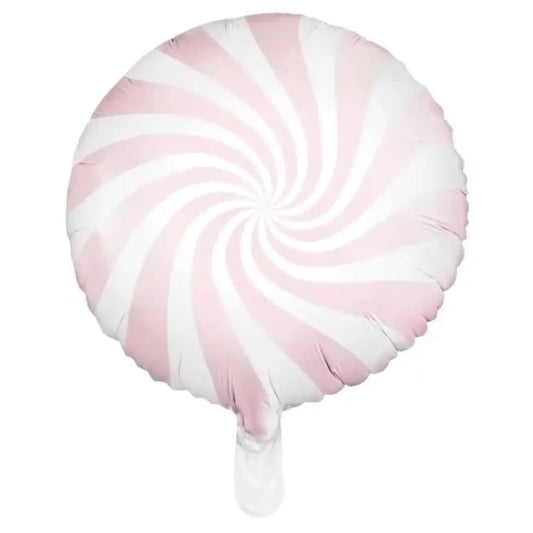 Ballon Alu 35cm - Swirly - Blanc & Rose Pastel
