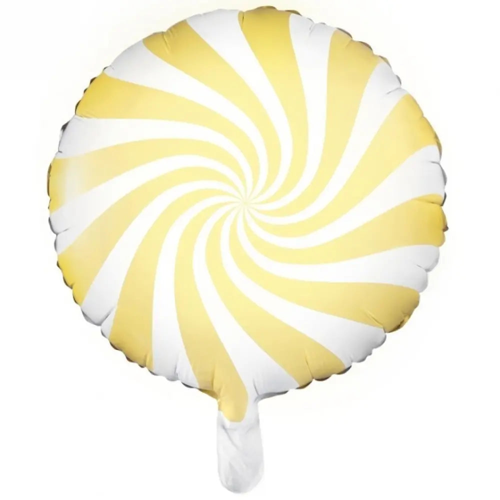 Ballon Alu 35cm - Swirly - Blanc & Jaune Pastel