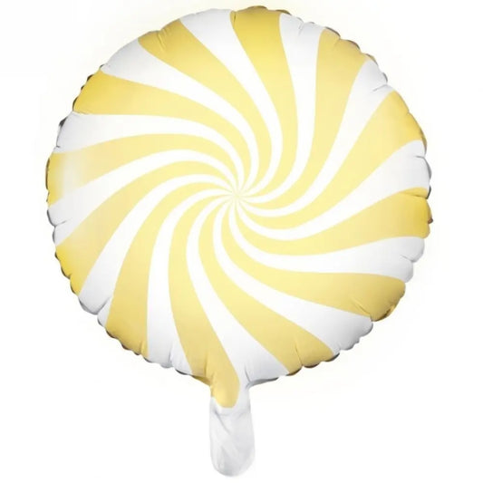 Ballon Alu 35cm - Swirly - Blanc & Jaune Pastel