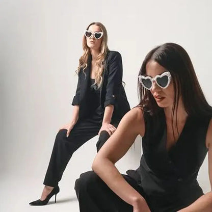 Lunettes "Cœurs Perlés" Blanc