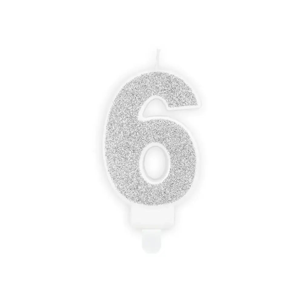 Bougie Chiffre Paillettes "6" - Argent 