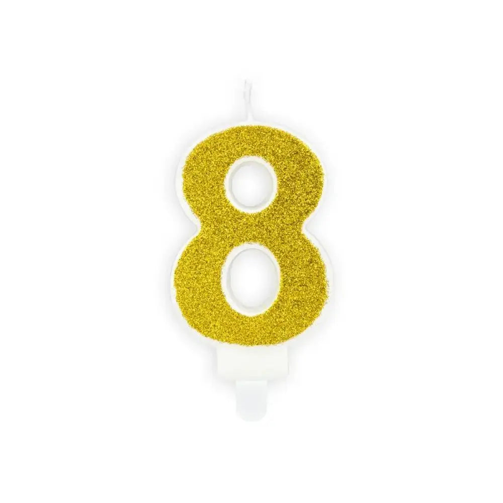 Bougie Chiffre Paillettes "8" - Or