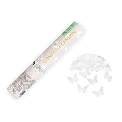 Canon à Confettis "Papillons" - Blanc - 20cm