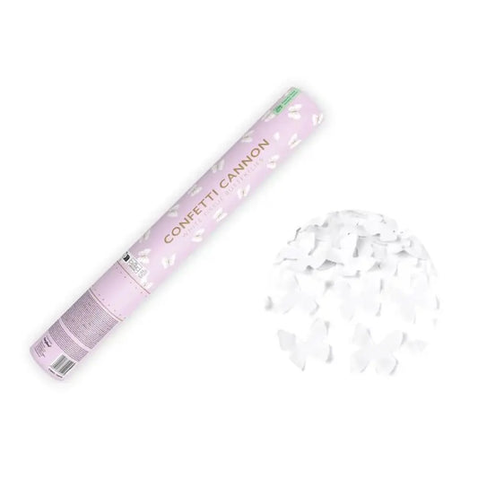 Canon à Confettis "Papillons" - Blanc - 40cm