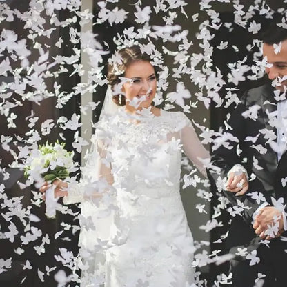 Canon à Confettis "Papillons" - Blanc - 60cm