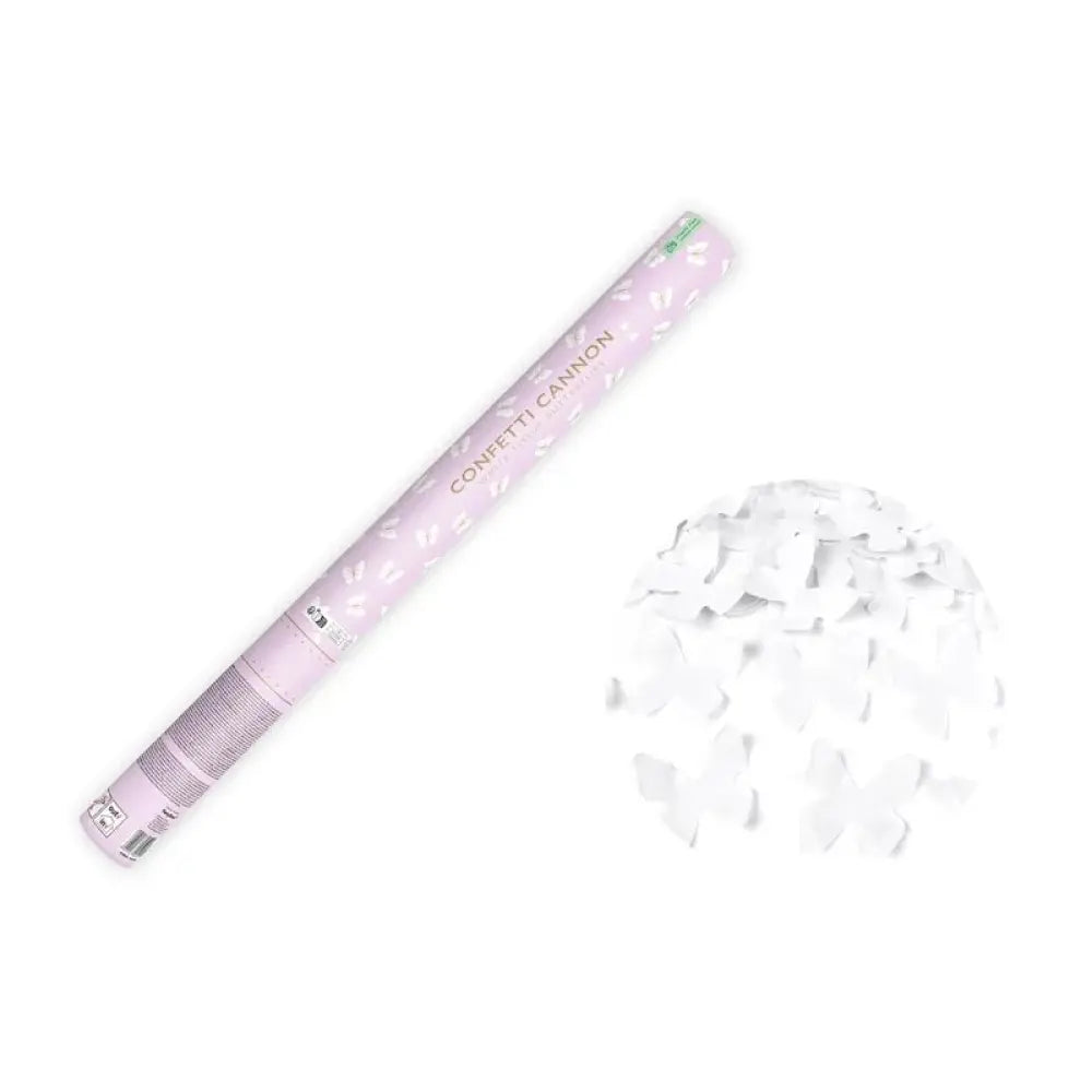 Canon à Confettis "Papillons" - Blanc - 60cm