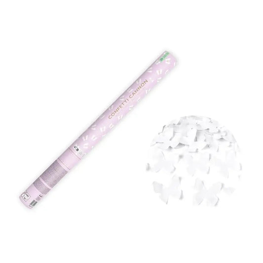 Canon à Confettis "Papillons" - Blanc - 60cm