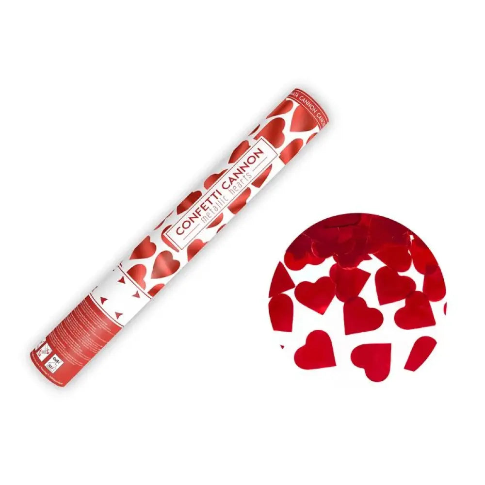 Canon à Confettis "Cœur" - Rouge - 40cm