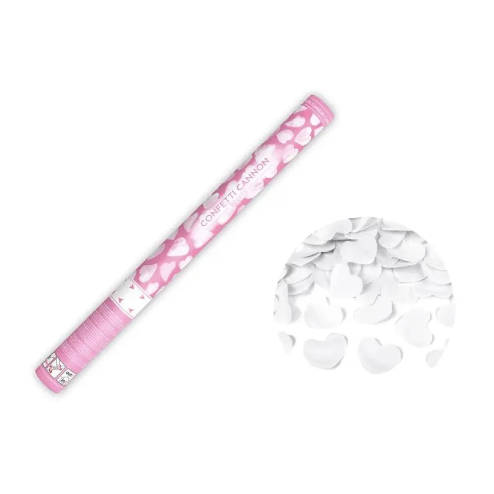 Canon à Confettis "Cœur" - Blanc - 60cm