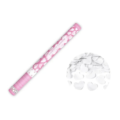 Canon à Confettis "Cœur" - Blanc - 60cm