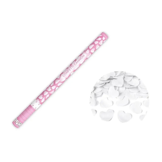 Canon à Confettis "Cœur" - Blanc - 80cm