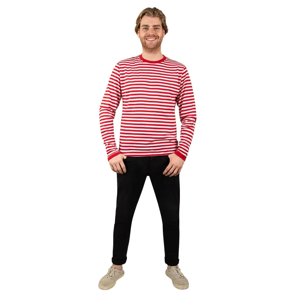 Marinière Mixte Rouge & Blanc - Longues Manches - Taille M