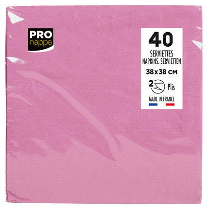 40 Serviettes OUATE 38X38 Rose