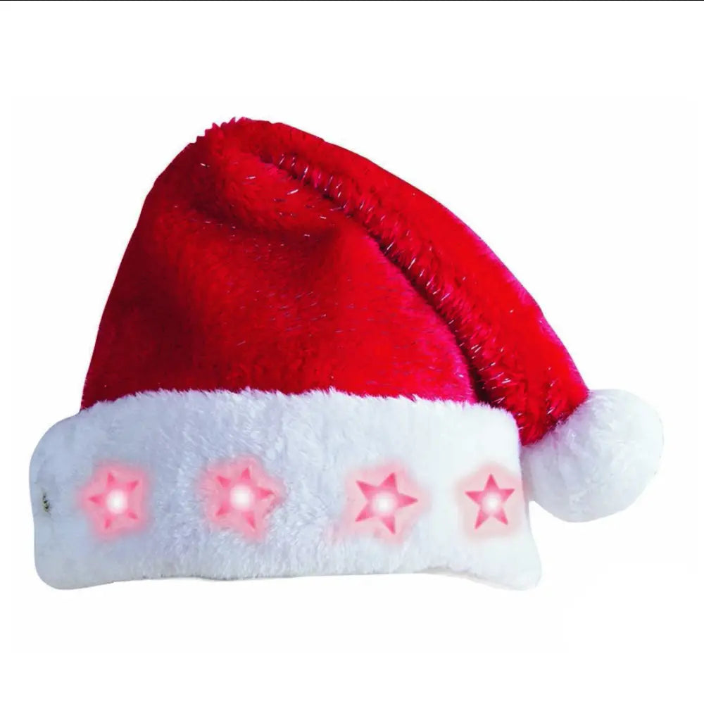Bonnet de Noël Rouge Argenté Lumineux