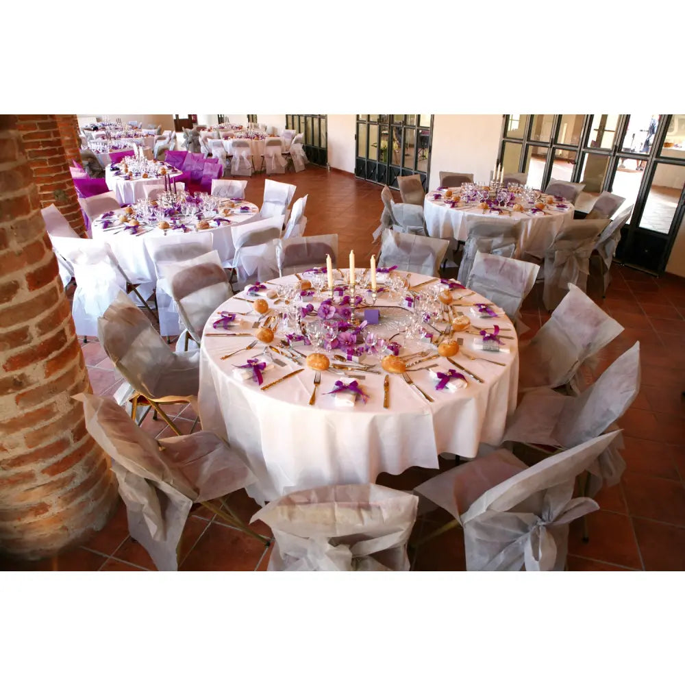 Nappe ronde unie Blanc - Diamètre 240 cm