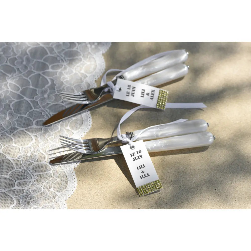 Marque-place rectangle ruban Blanc