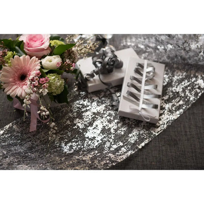 Chemin de table 28cmx5m - Fantaisie Brillant Argent