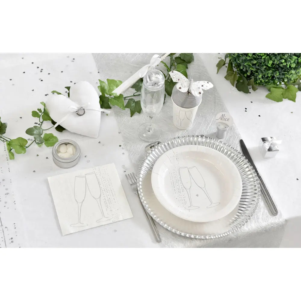 Chemin de table 30cmx25m - Fanon Métallisé Premium Argent