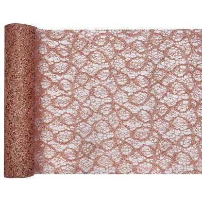 Chemin de Table Dentelle Rose Gold Métallique - 5mx28cm