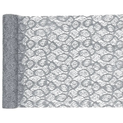 Chemin de Table Dentelle Métallique Argent - 28 cm x 5 m