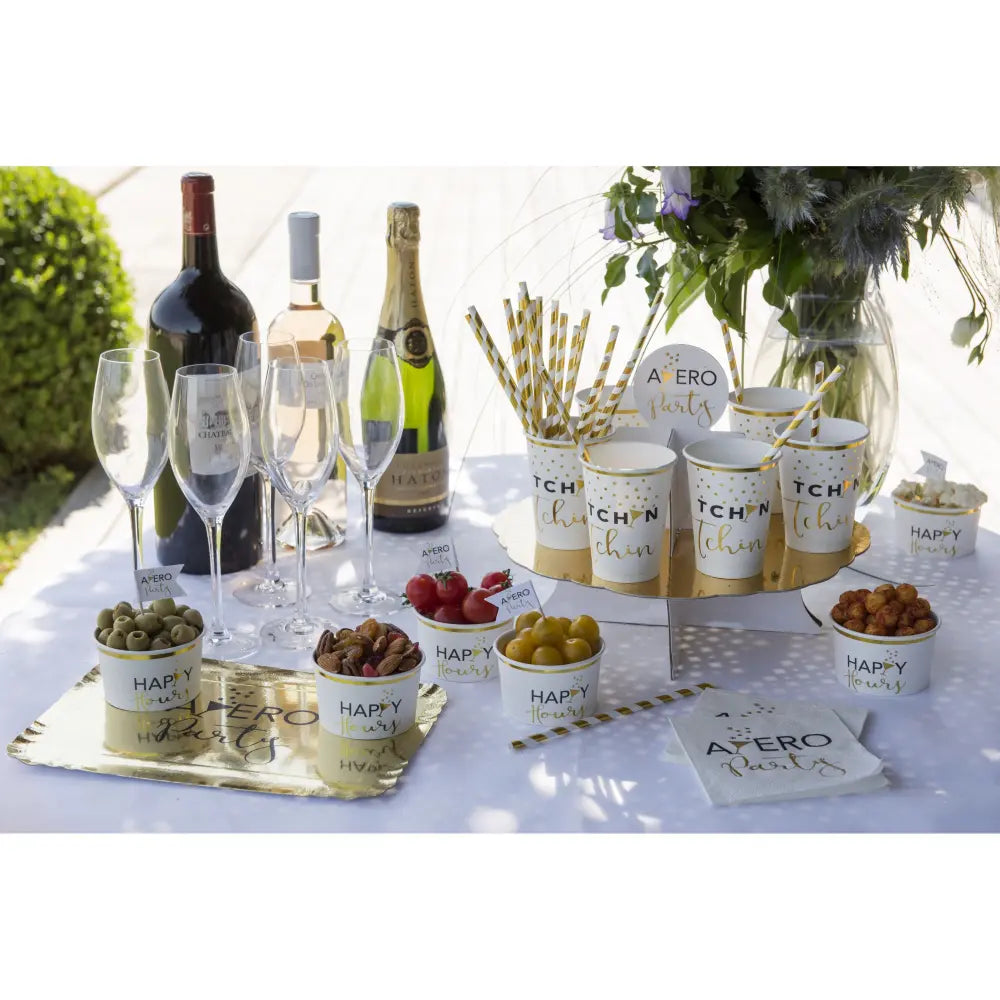 20 Serviettes en Papier 25cm - ''Apéro Blanc''