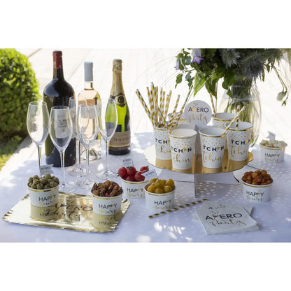 20 Serviettes en Papier 25cm - ''Apéro Blanc''