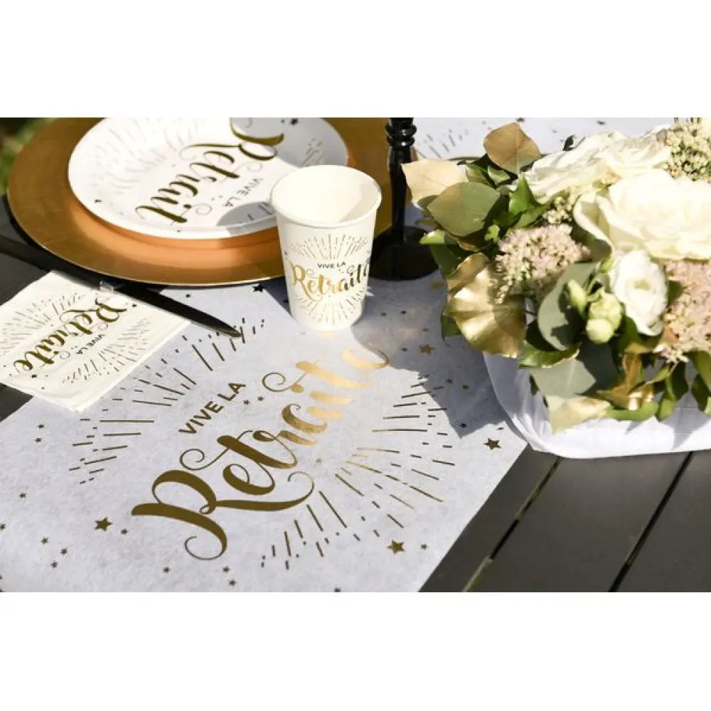 10 Gobelets en Carton 27cl - Vive la Retraite Blanc