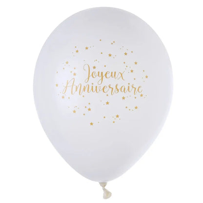  8 Ballons 23cm - Joyeux Anniversaire Métal Or
