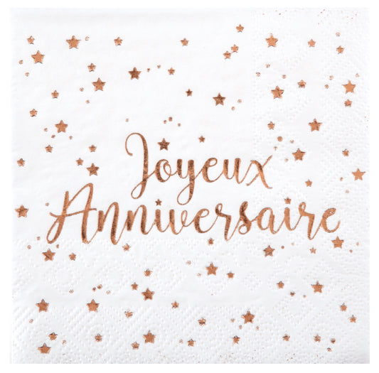 Serviette Joyeux Anniversaire Rose gold