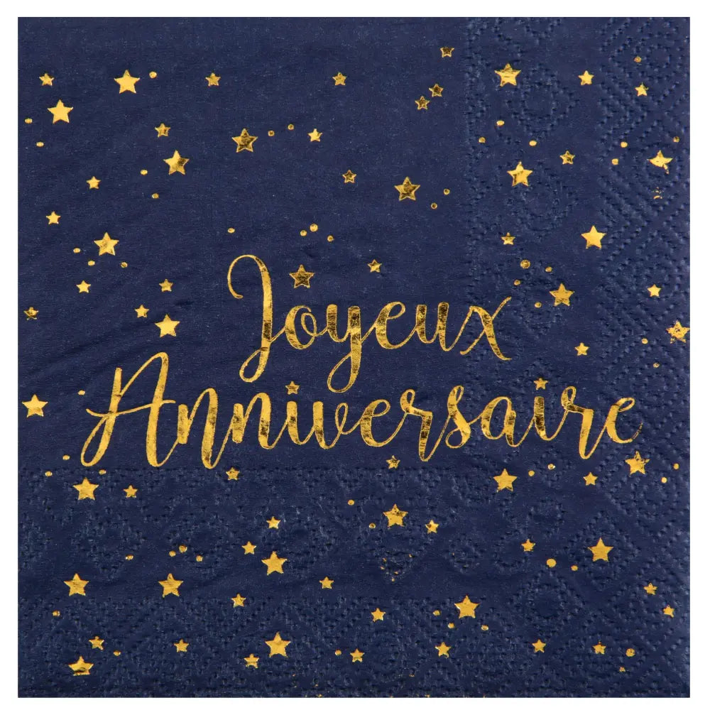20 Serviettes en Papier 25cm - Joyeux Anniversaire Bleu